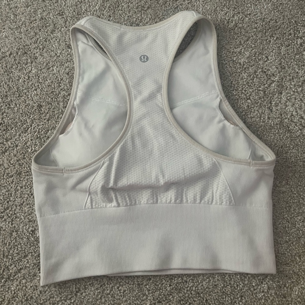 lululemon winder train bra/tank in white size 4